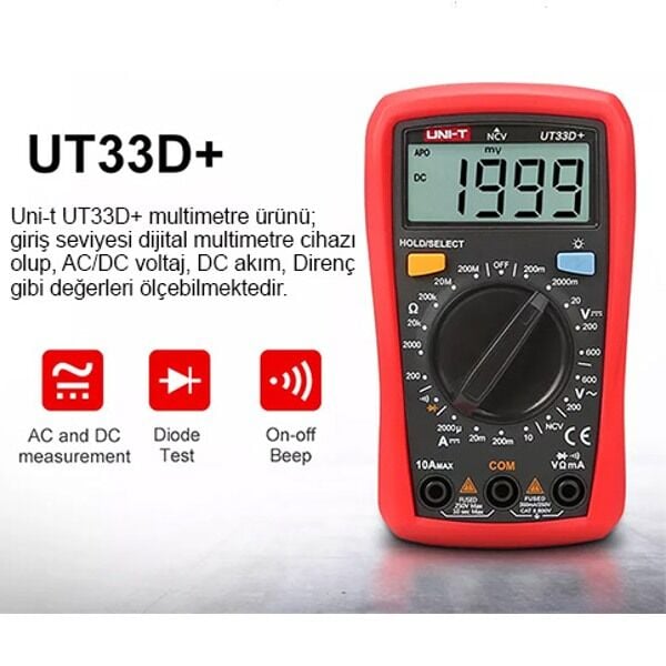 Unit UT33D+ 600V 10A Dijital Multimetre