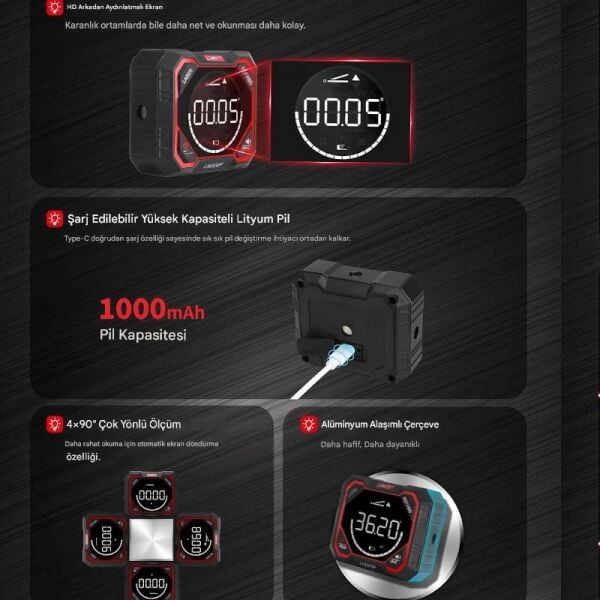 Unit LM320F Yüksek Hassasiyetli Dijital Açı Ölçer