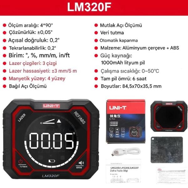 Unit LM320F Yüksek Hassasiyetli Dijital Açı Ölçer
