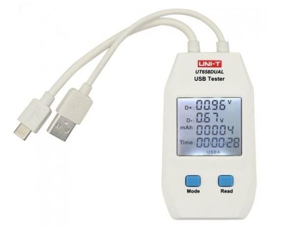 Unit UT658Dual Çift Çıkışlı USB Akım Gerilim Test Cihazı